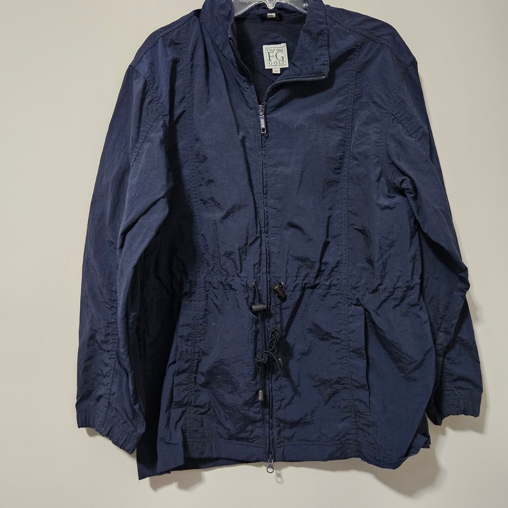 Field Gear Golf Mens Navy Blue Full Zip Windbreaker Jacket Mesh Lined Size M